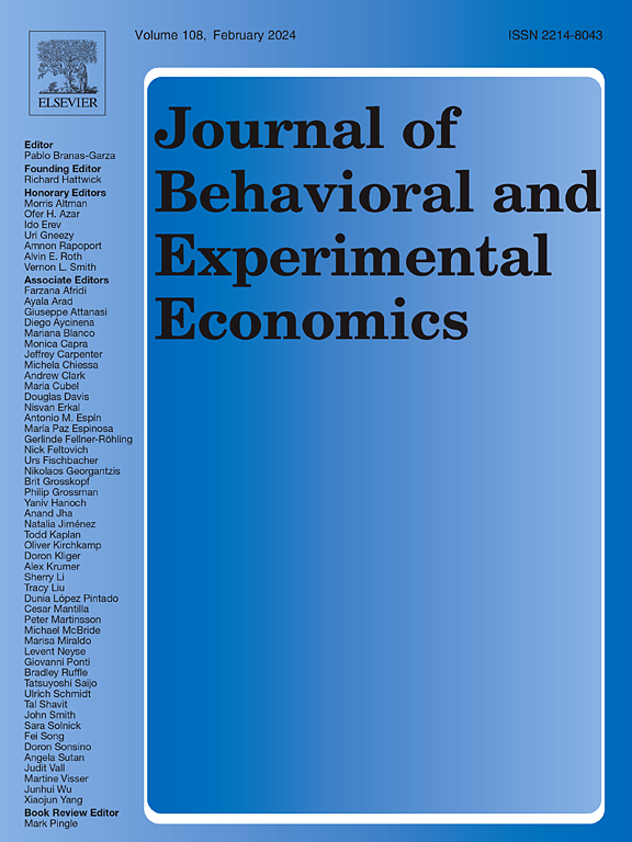 Go to journal home page - Journal of Behavioral and Experimental Economics